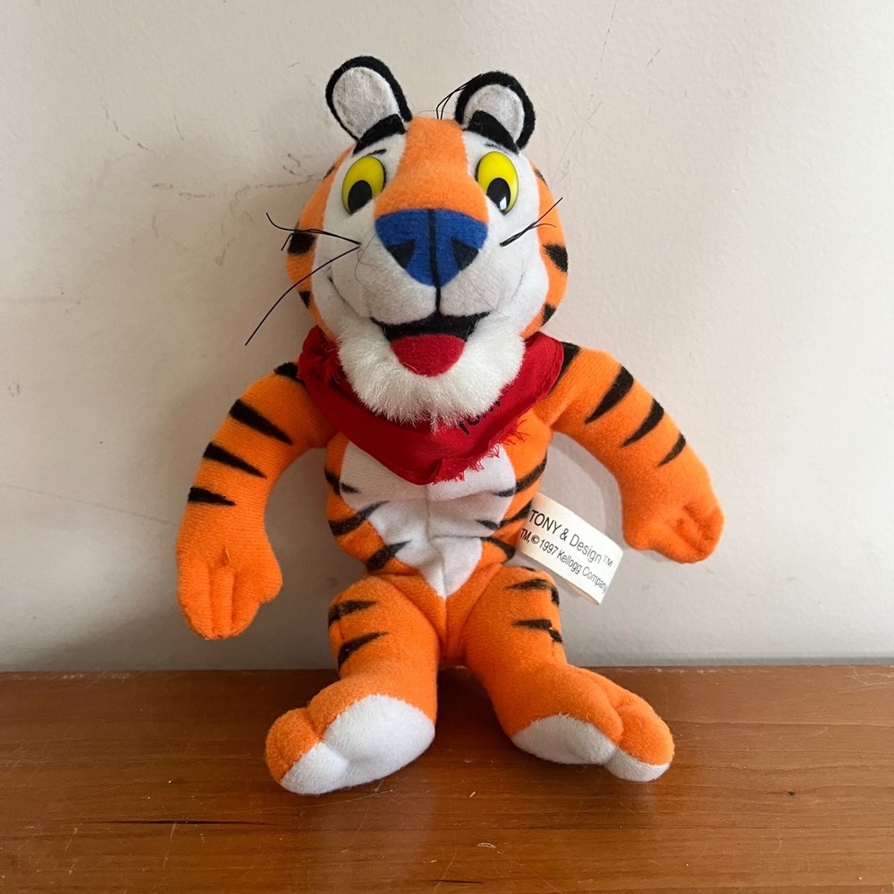 Vintage 1997 Kellogg's Tony the Tiger Plush Bean Bag Toy Princess Soft Toys 8"